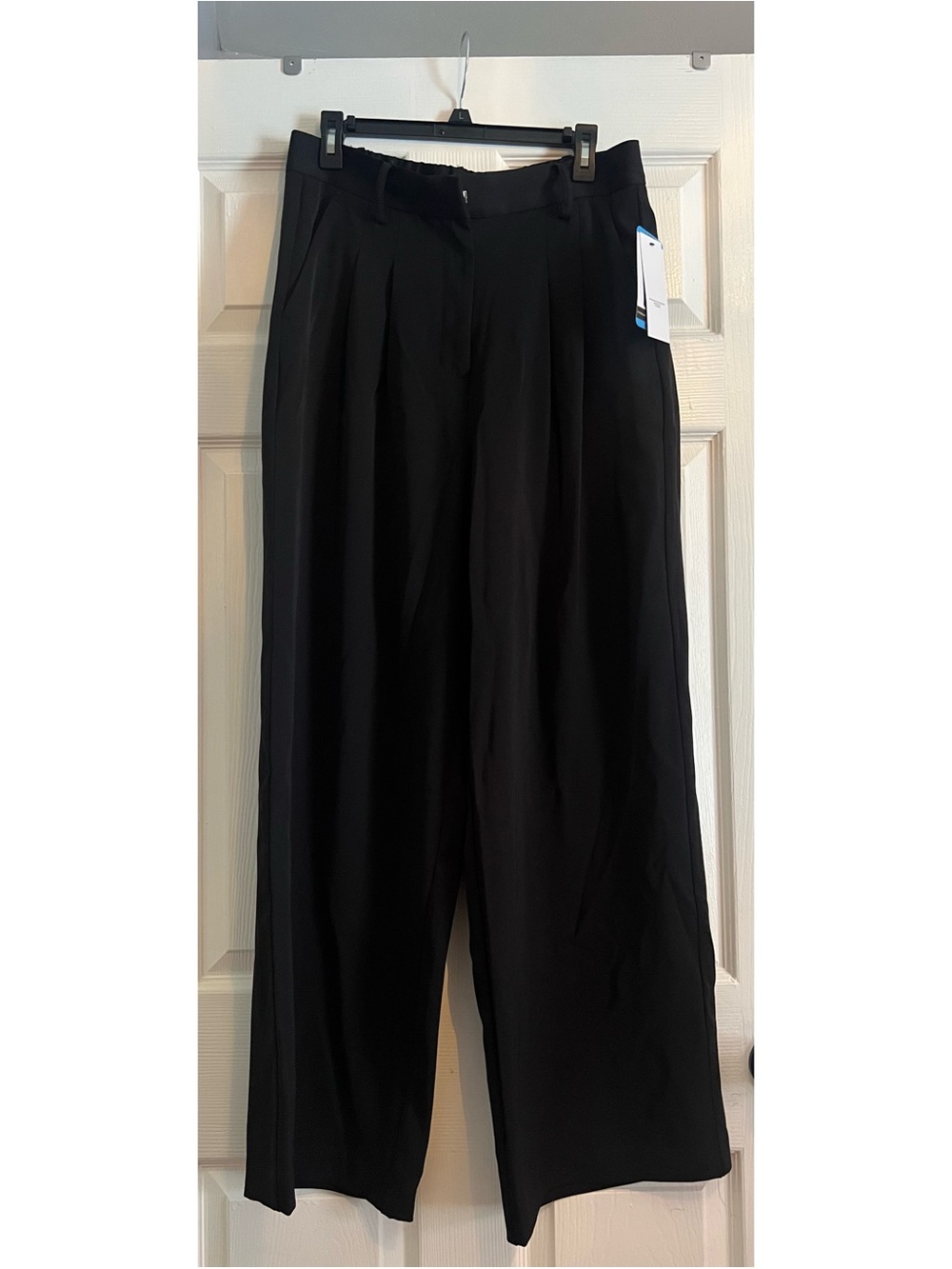 French Connection Black Pleated Wide-Leg Trousers